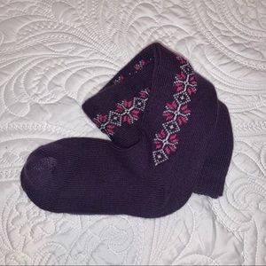 Cute long socks purple with pink/white design